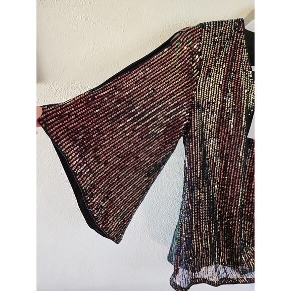 NWT GRACE KARIN Women’s Sequin Top 3/4 Slit Sleeve Party Top Small MSRP$50 - Picture 4 of 7